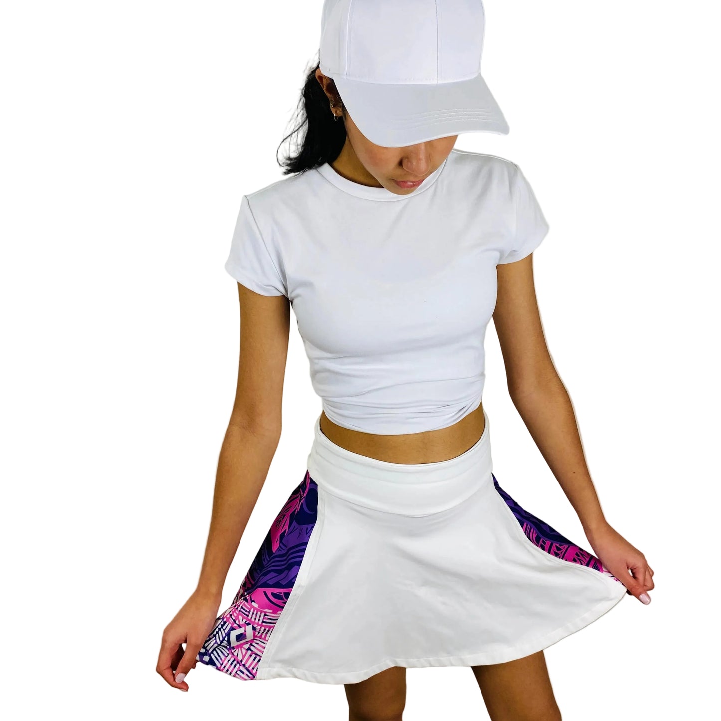 Pickleball Skort White with Geometric pattern s