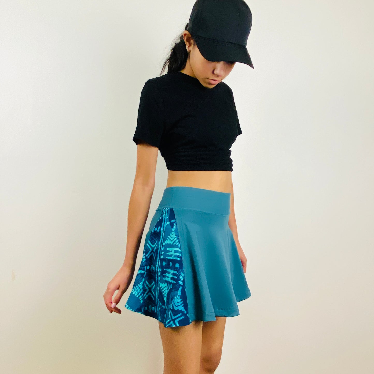 Girls Sports Skort – Teal Performance Skirt with Built-In Shorts