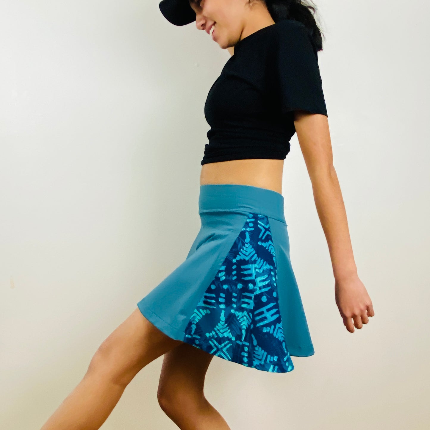 Girls Sports Skort – Teal Performance Skirt with Built-In Shorts