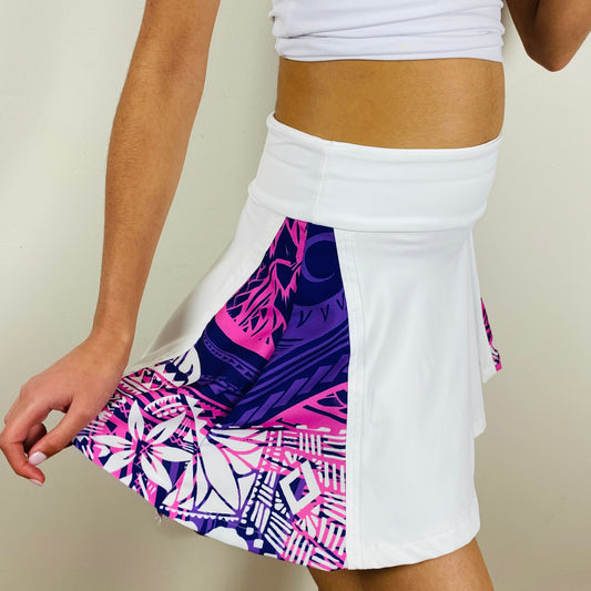 Teen Girls Pickleball Skort, Pink & Purple Geometric