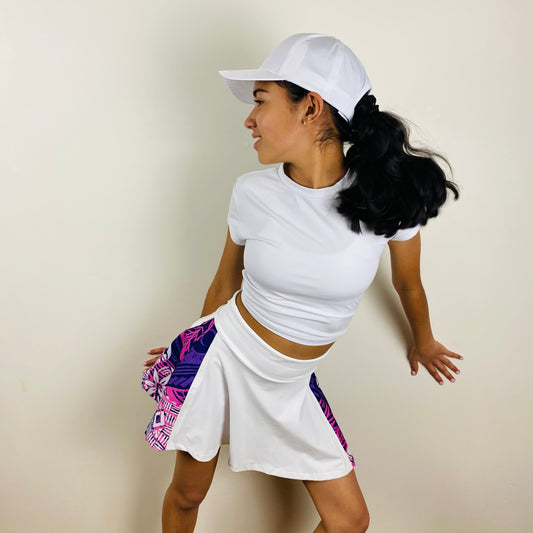 Teen Girls Pickleball Skort, Pink & Purple Geometric